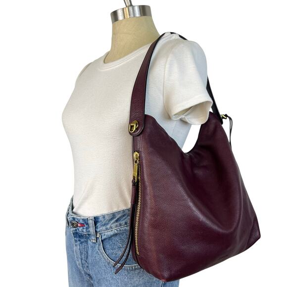 Fossil Handbags - Fossil Amelia Burgundy Leather Convertible Hobo Shoulder Purse Bag